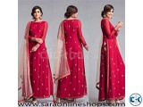 Red Georgette Embroidered Straight Pant Suit