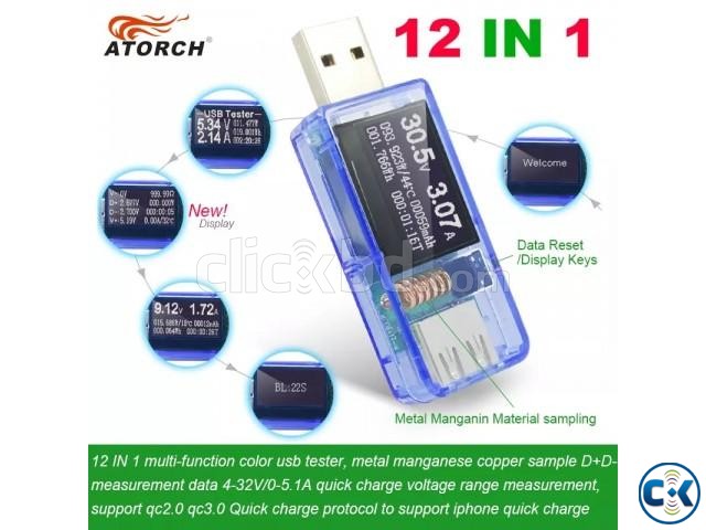 Atorch 12 in 1 Usb Colour Display Voltage Meter Battery Mah large image 0