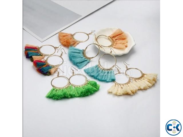 Big Circle Drop Tassel Earrings For Women large image 0