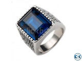 Blue Silver Finger Ring For Men