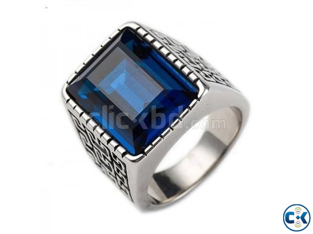 Blue Silver Finger Ring For Men large image 0