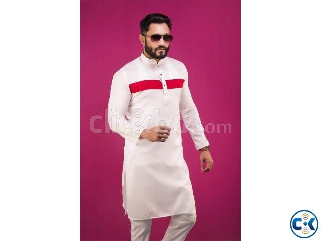 Off White with Red Stripe Design Cottn Panjabi 9 large image 0