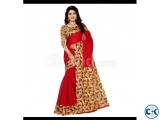 Mayshury Silk Saree 5 Red with Tan Brown Bird Design Paa