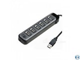 Black Cat USB Hub 7 Port Plus AC Power Adapter