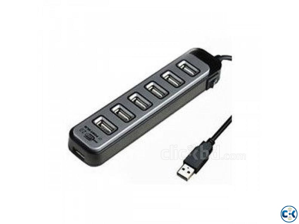 Black Cat USB Hub 7 Port Plus AC Power Adapter large image 0