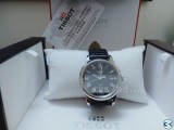 Tissot Black Dial Black Leather Dress Watch