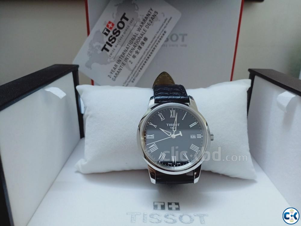 Tissot Black Dial Black Leather Dress Watch large image 0