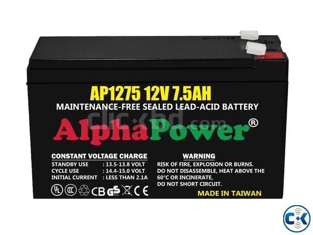 AlphaPower Battery 12V 7.5Ah 20HR for UPS Made in Taiwan large image 0