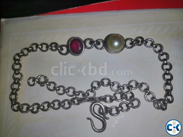 Ruby চুনি Yellow Pearl মোতি and Silver Chain for Sell large image 0