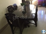 Glass top custom 6 seater dining table and chair