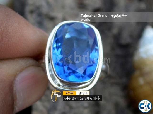 Aparajita Blue Sapphire Ring - অপরাজিতা নীলা পাথরের আংটি large image 1