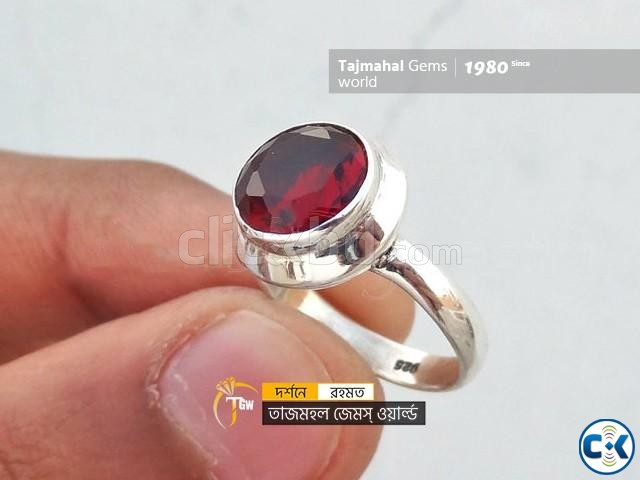 African Garnet Gemstone Ring - আফ্রিকান গোমেদ আংটি large image 1