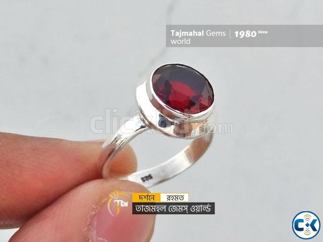 African Garnet Gemstone Ring - আফ্রিকান গোমেদ আংটি large image 2