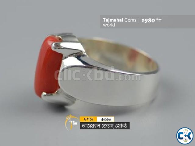 italy Red Coral Stone Ring - ইটালি রক্ত প্রবাল পাথরের আংটি large image 2