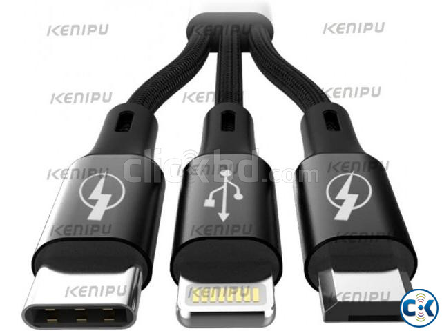 3 in 1 usb data cable and charging cable. large image 1