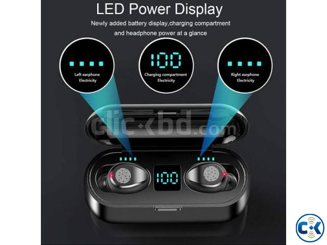 Tws f9 wireless led ear buds large image 1