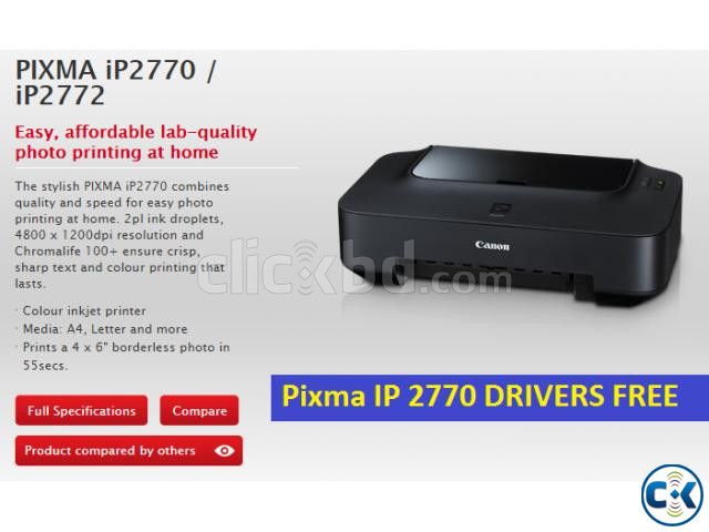 Canon Pixma iP 2770 Genuine Inkjet Cartridge Printer large image 4