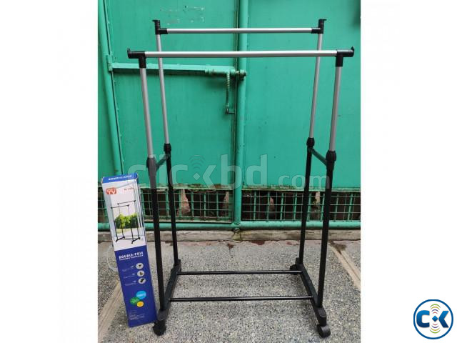Adjustable Clothes Stand Double Pole Clothes Rack - 6806 large image 0