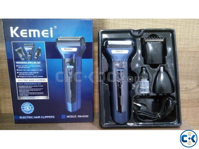 Kemei Km-6330 Double Battery 600mAh 3 in 1 Hair Clipper Groo large image 2