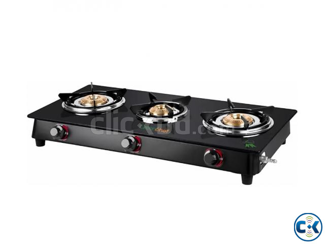 Greenchef Ebony Glass Manual Gas Stove 3 Burners  large image 1