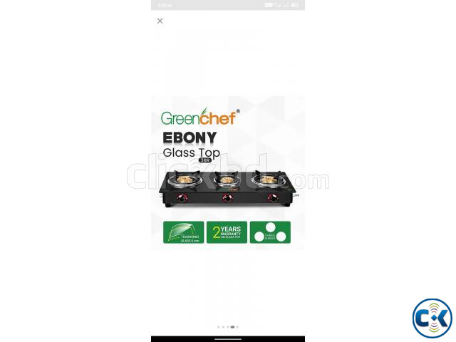 Greenchef Ebony Glass Manual Gas Stove 3 Burners  large image 4