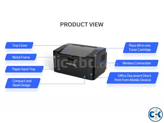 Pantum P2500W Single Function Mono Laser Printer large image 1