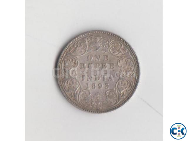 British India 1 Rupee Silver Coin 1893 large image 0