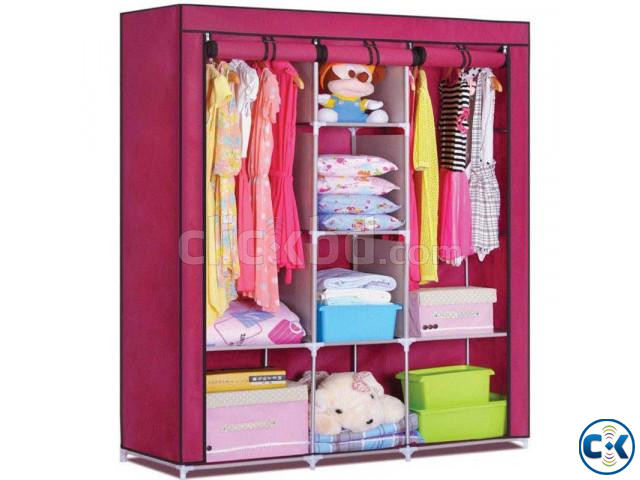 Portable Stainless Steel Fabric Storage Wardrobe. large image 1