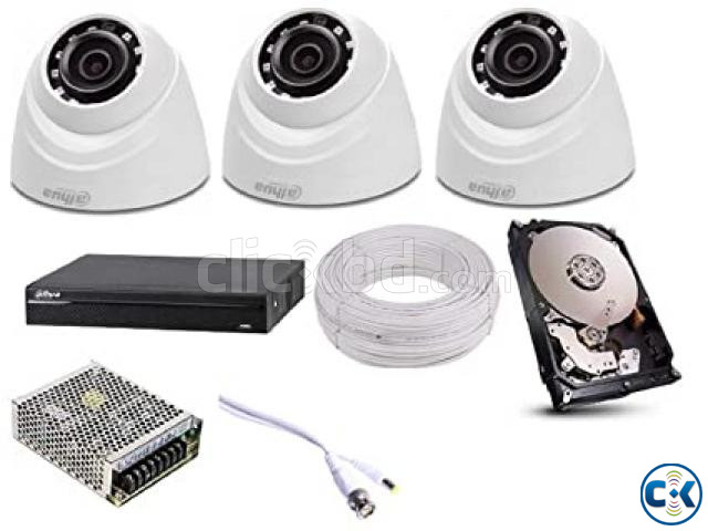 Big offer Dahua 3Pcs 2mp CCTV camera 4ch DVR Full packge large image 1
