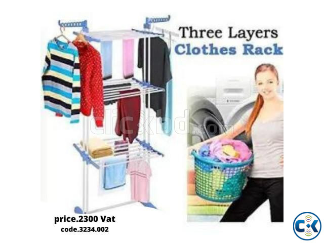 Three Layer Clothes Rack With Wheels large image 0