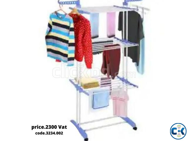 Three Layer Clothes Rack With Wheels large image 1