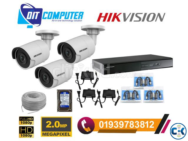 CCTV Package Hikvision 4CH DVR 3Pcs Camera 2MP large image 0