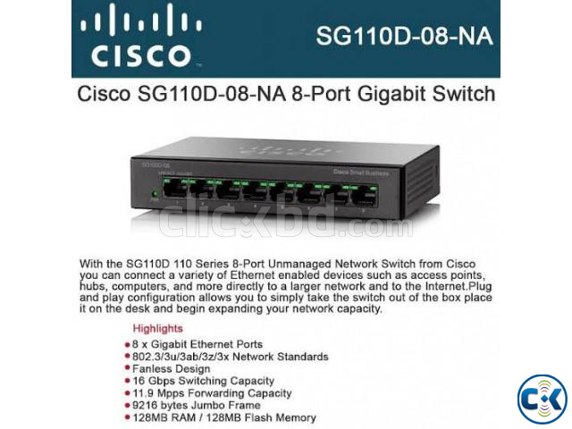 Cisco SG110D-08 8 Port gigabyte Unmanaged Ethernet Switch. large image 3
