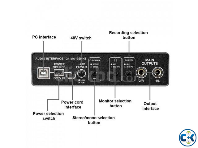 2x2 USB Audio Interface 24Bit 192 Khz USB Sound Card large image 4