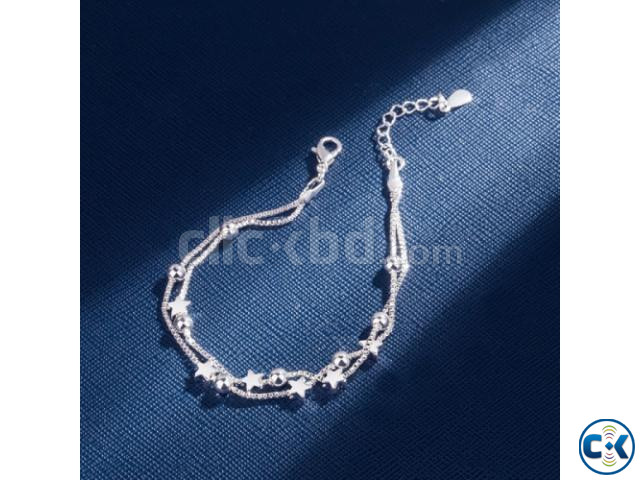 Silver Double Layers Stars Beads Bracelets For Women large image 1