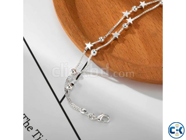 Silver Double Layers Stars Beads Bracelets For Women large image 4