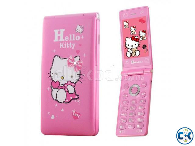 Hello Kitty D10 Folding Mobile Phone Touch Dual Sim- pink large image 1