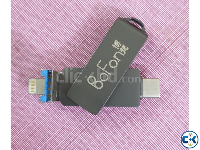 BoFon 256GB 3in1 USB Type C Lightning Flash Drive Black. large image 0