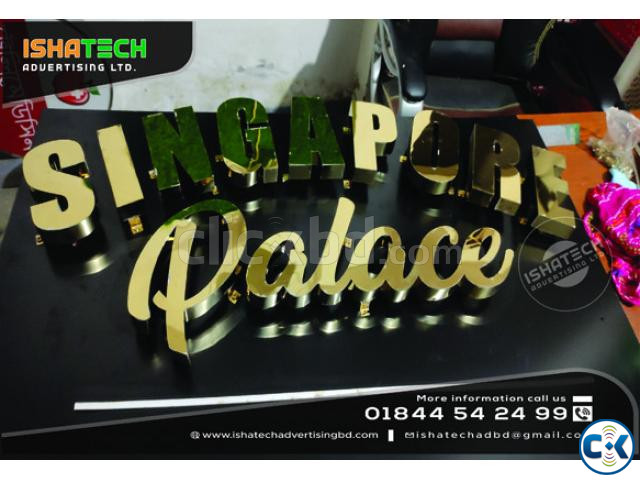Mirror SS Top High Letter Name Plate Black Acp Board Led G large image 2