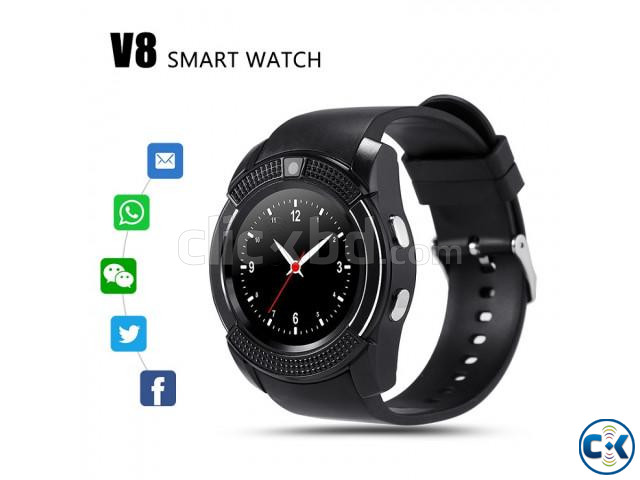V8 Smart Watch single Sim Full Touch Call SMS Camera - White large image 1