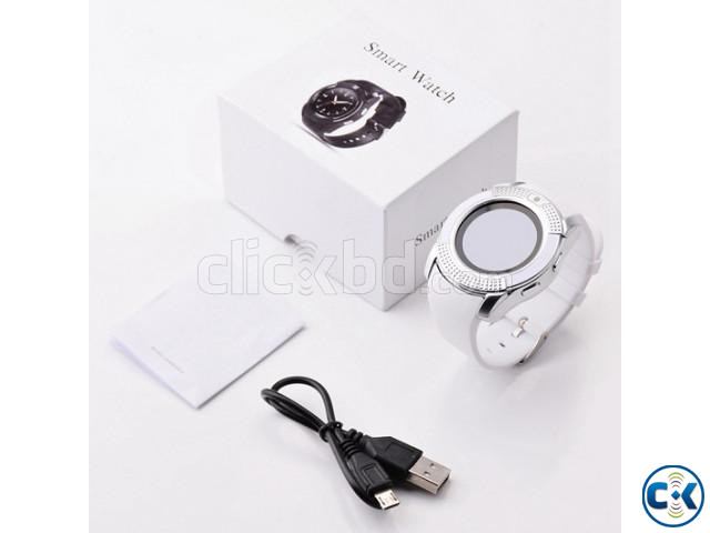V8 Smart Watch single Sim Full Touch Call SMS Camera - White large image 4