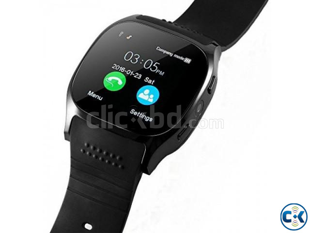 T8 Smart Mobile Watch Full Touch Single sim Camera - Black large image 1