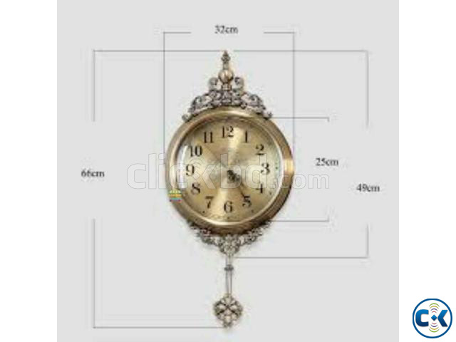 European Style Pendulum Metal Wall Clock large image 1