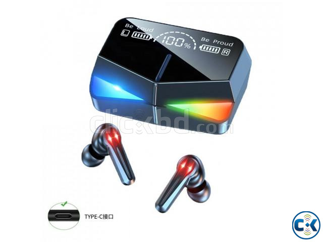 TWS M28 Large Battery Capacity Wireless Touch RGB Earbuds large image 1