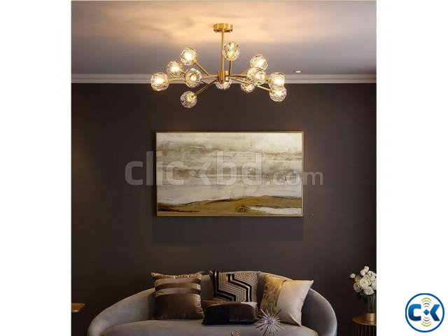 Nordic LED Chandelier Black Gold Glass Ball Lustre Ceiling H large image 0