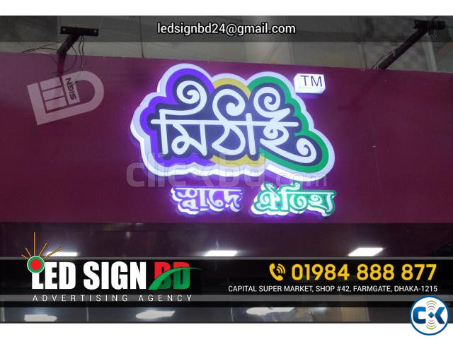 Acrylic Top Letter with Led Sign Board Neon Sign Board SS Si large image 2