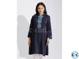 Regular Fit Kameez With Muslin Contrast - Blucheez