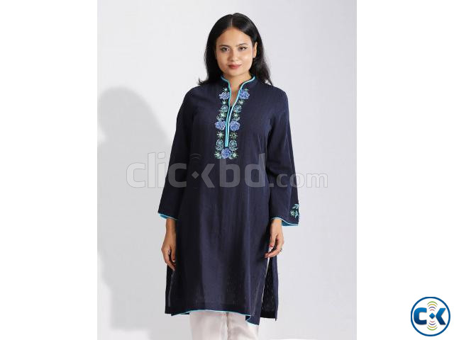 Regular Fit Kameez With Muslin Contrast - Blucheez large image 0