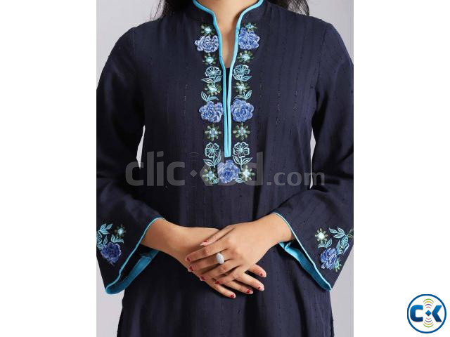 Regular Fit Kameez With Muslin Contrast - Blucheez large image 1