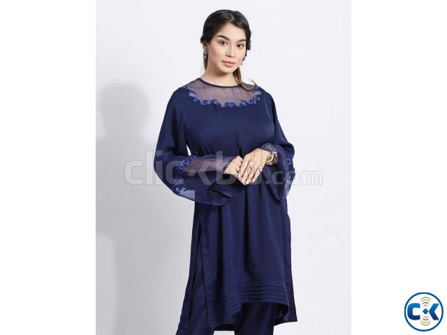 Regular Fit Kameez With Muslin Contrast - Blucheez large image 2